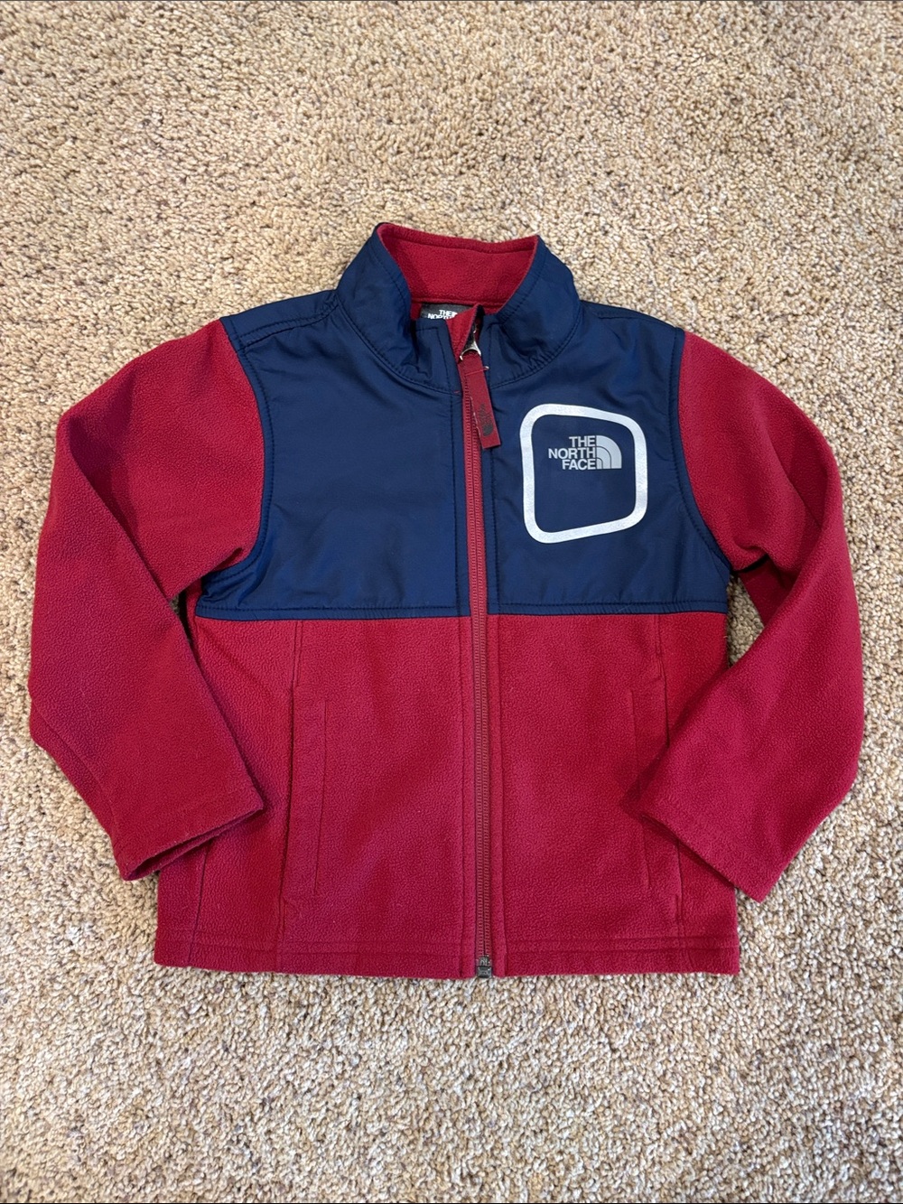 The North Face Kids Red and Navy Fleece Jacket, size 3